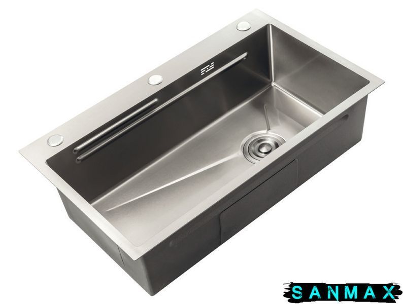 Мийка Zerix ZH6845-SET-05 Decor Nano-Silver (3.0/0.8) з нерж. сталі комплект (нержавійка) (ZM5589) ZM5589 фото