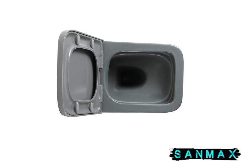 Унітаз підвісний Mixxus Premium Quadro-0305-R Сірий 510x350x345mm система змиву Rimless (MP6656) MP6656 фото