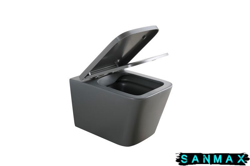 Унітаз підвісний Mixxus Premium Quadro-0305-R Сірий 510x350x345mm система змиву Rimless (MP6656) MP6656 фото