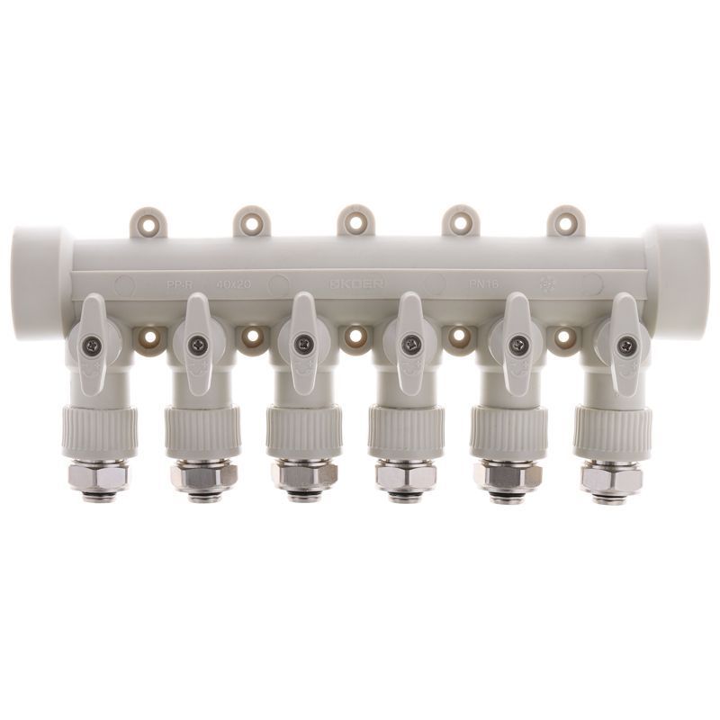 Колектор розподільний 6-way з фітингом 40x20 PPR KOER K0194.PRO 11 (KP2559) KP2559 фото
