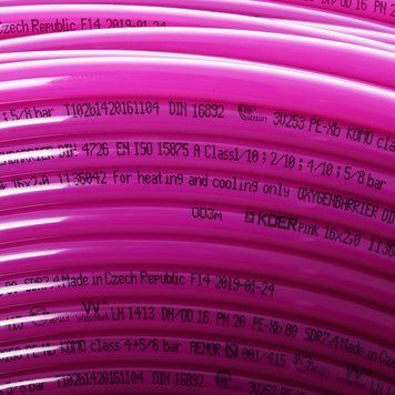 Труба для теплої підлоги з кисневим бар'єром Koer PEX-B EVOH 16*2,0 (pink) (300 м) (KR2866) KR2866 фото