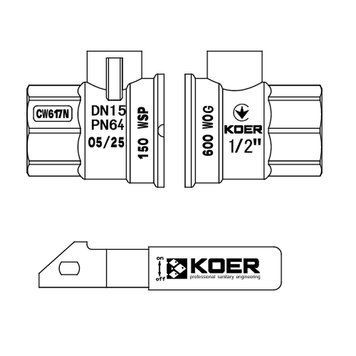 Кран кульовий 1/2 РГГ Вода Koer KE.214-15 Червона ручка (KR5744) KR5744 фото