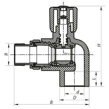 Кран радіаторний 20x1/2 кутовий PPR Koer K0157.PRO 90 (KP0201) KP0201 фото