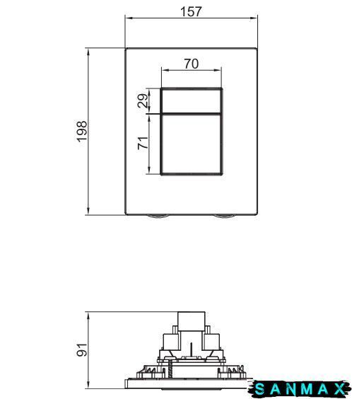 Панель змиву пластикова пневмо Koer KT-0607-12 Квадратна Матове Золото (KR5715) KR5715 фото