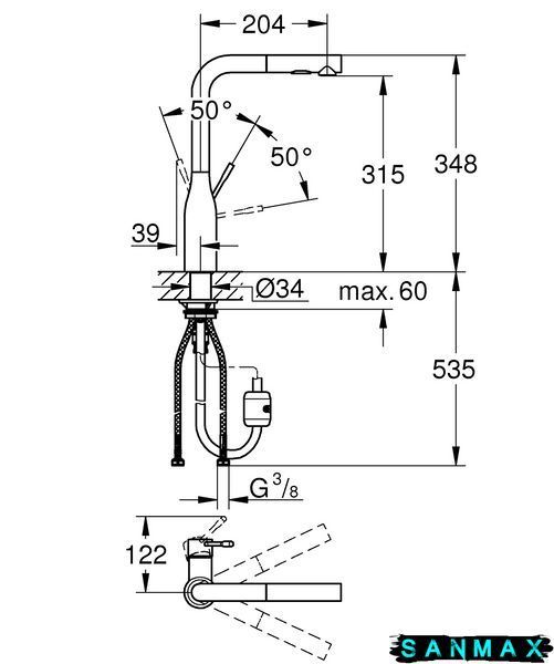 Змішувач для кухні з висувним виливом Grohe Essence New (30270000) 30270000 фото