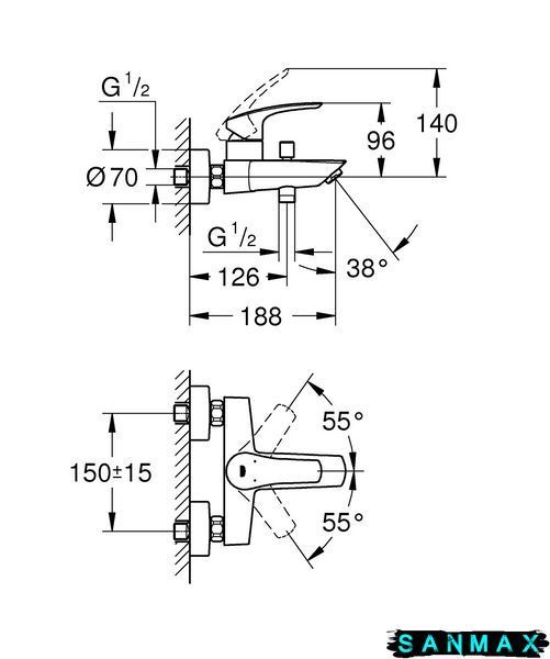 Змішувач для ванни Grohe Eurosmart (333002433) 333002433 фото