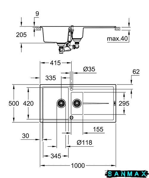 Композитна мийка для кухні Grohe K400 (31642AT0) 31642AT0 фото