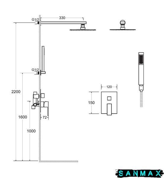 Душова система Besco Modern I / Varium I чорна матова BP-MVI-CZ фото