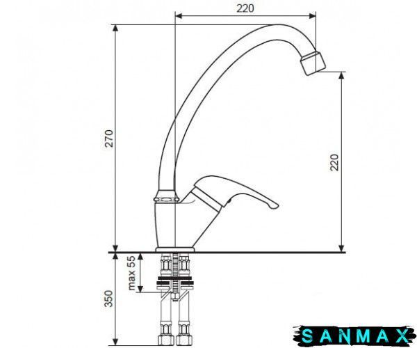 Змішувач Emmevi Giglio для кухні U мат-хр SC8087G 12 шт SC8087G фото