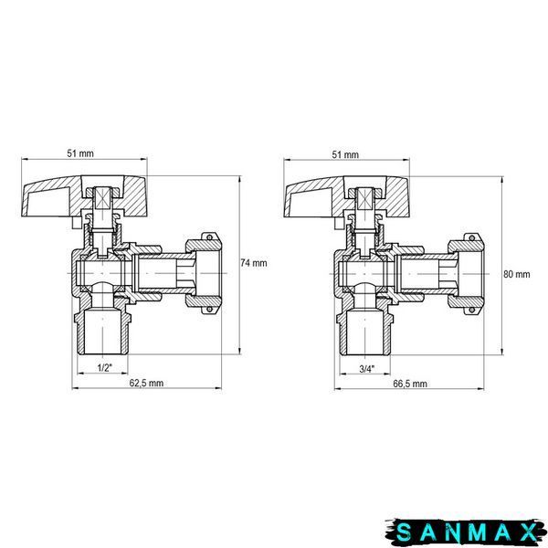 Комплект кранів для підключення газового котла кутовий Koer KR.1322 (KR3126) KR3126 фото