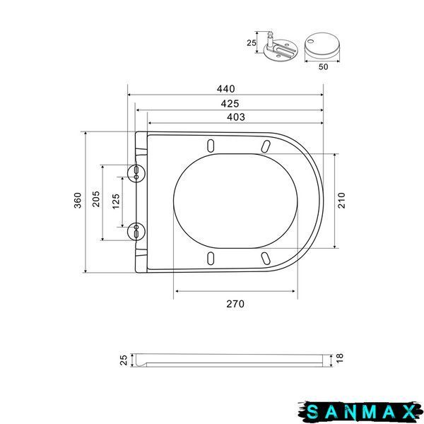 Кришка для унітазу Mixxus Premium Seat Cover Ellipse-Topper-2002 Gray 425х360х25mm дюропласт Сіра (MP6684) MP6684 фото