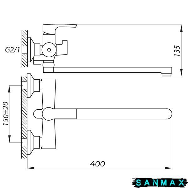 Змішувач для ванни Zerix Fab-7 (ZX3054) ZX3054 фото