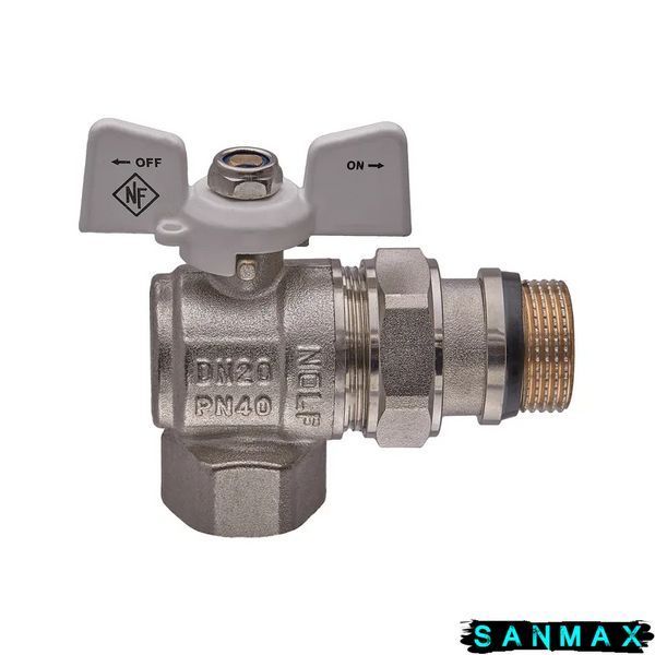 Кран з американкою кутовий 3/4 "антіпротікання" Nolf classic NFC.983-08 Білий метелик (NF3163) NF3163 фото