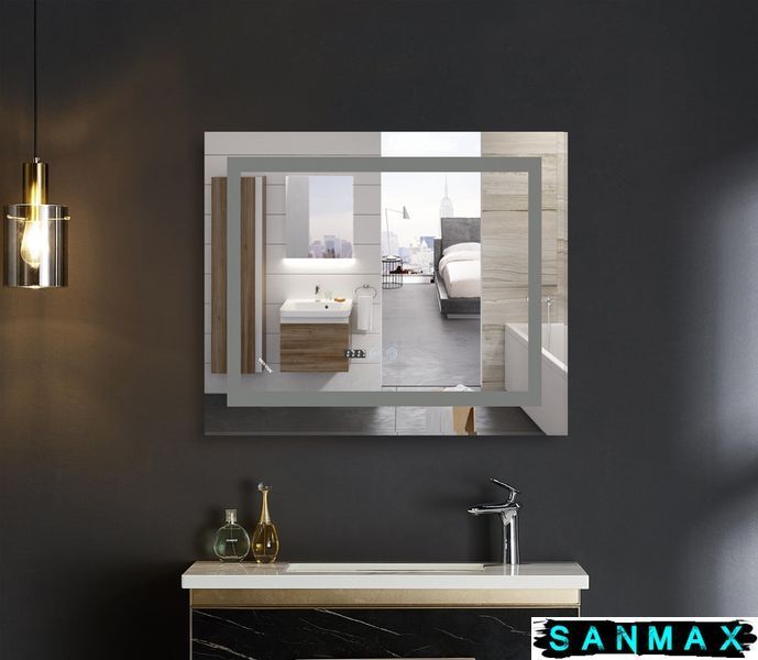Дзеркало Mixxus Warm MR02-80x80 з Led Touch, Anti-fog, димером, регулюванням яскравості, годинником (MI6934) MI6934 фото
