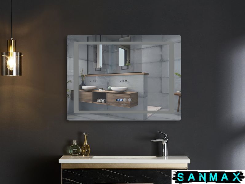 Дзеркало Mixxus Style MR03-90x70 (годинник, Led-підсвітка, антизапотівання) (MI6007) MI6007 фото