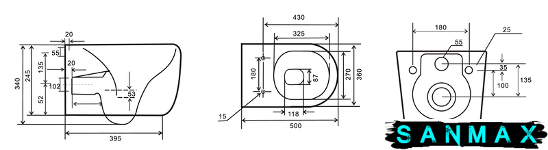 Унітаз підвісний Mixxus Premium Topper-0303-R Сірий 495x370x350mm система змиву Rimless (MP6657) MP6657 фото