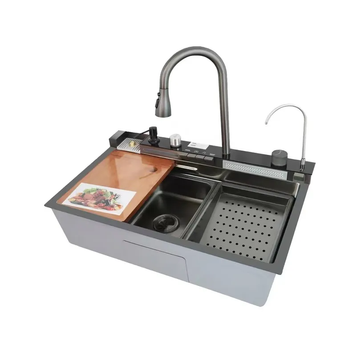 Кухонна інтегрована мийка Mixxus Premium MH7546-Set-06 Decor Nano-Чорний з вбудованим змішувачем (MX9576) MX9576 фото