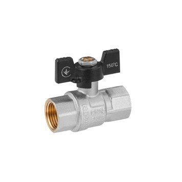 Кран кульовий Kroner 1/2" ВВ PN40 метелик, нікельований CV033206 фото