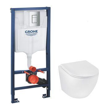 Комплект 4 в 1: Інсталяція Grohe Rapid SL 3 в 1 38772001 + Унітаз безободковий Kroner Harz WHI493736 RIMLESS з сидінням Slim Duroplast / Soft-close / Quick relase KH493736WHIR (38772001KH493736) 38772001KH493736 фото