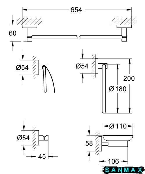 Набір аксесуарів 5 в 1 Grohe Essentials New (40344001) 40344001 фото