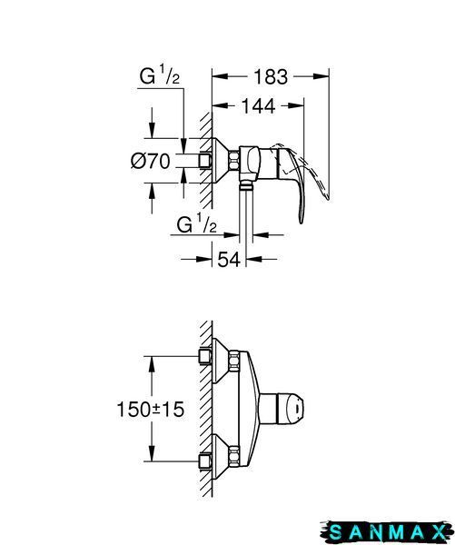 Змішувач для душу Grohe Eurosmart (33555002) 33555002 фото