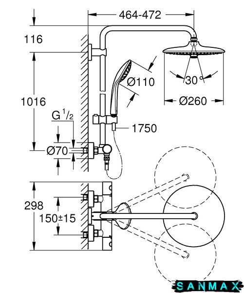 Душова система термостатична Grohe Euphoria System (27296002) 27296002 фото