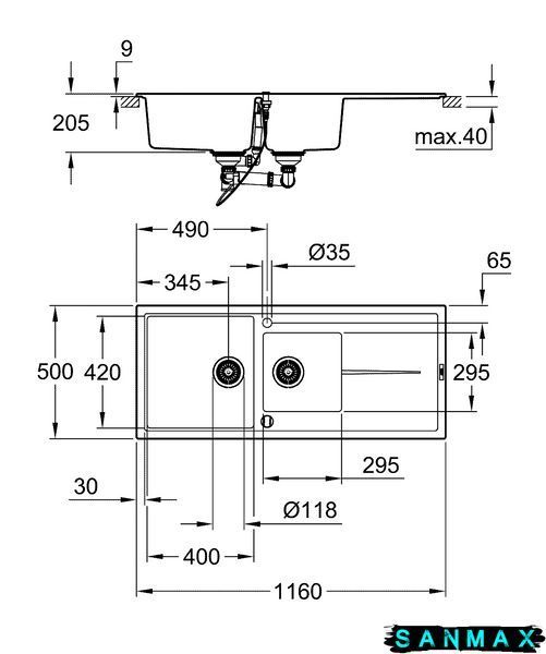 Композитна мийка для кухні Grohe K400 (31643AT0) 31643AT0 фото
