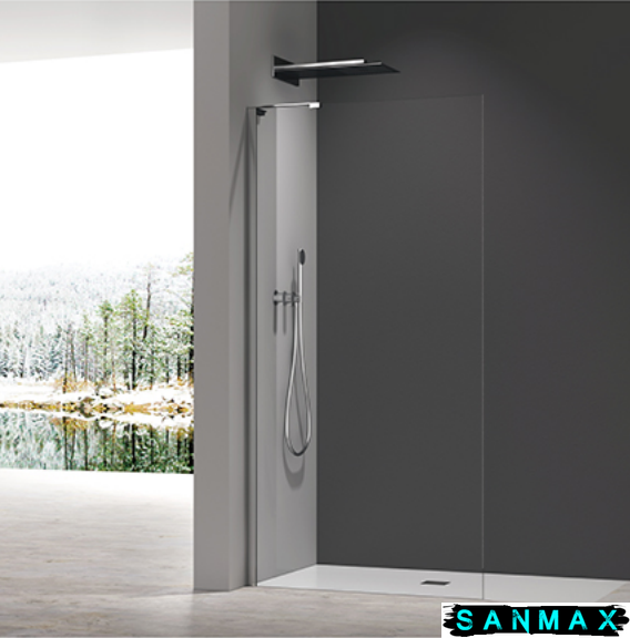 Душова перегородка Koer SR SP02-100x200-TR-07 Walk-In прозоре скло Easy Clean 8мм, графіт (KR5397) KR5397 фото