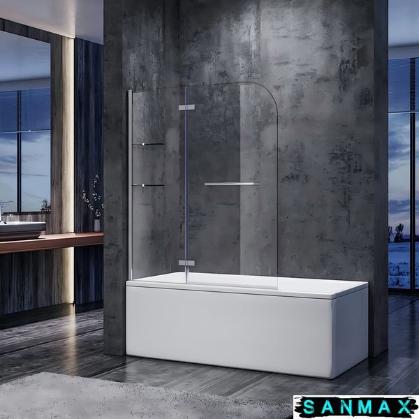 Шторки скляні на ванну Koer SR BS05-90x140-TR-01 прозоре скло Easy Clean 6мм, хром (KR5372) KR5372 фото