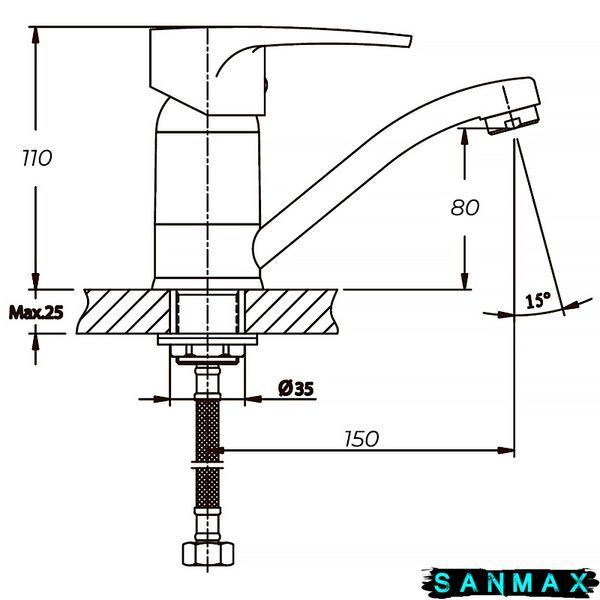 Змішувач для умивальника на гайці Haiba Ceba 555 (15 см) (HB0035) HB0035 фото