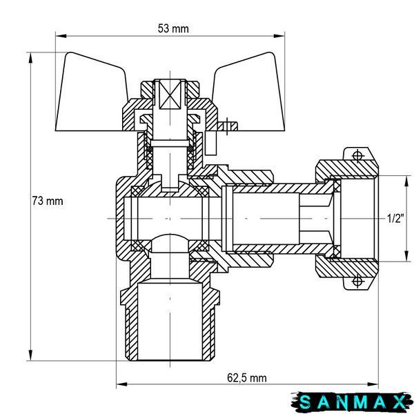 Кран кутовий з накидною гайкою 1/2 ВЗ Газ Koer KR.221.G (KR0168) KR0168 фото