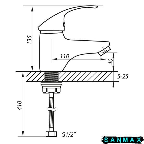 Змішувач для умивальника Zerix BIT-A 135 (ZX0002) ZX0002 фото
