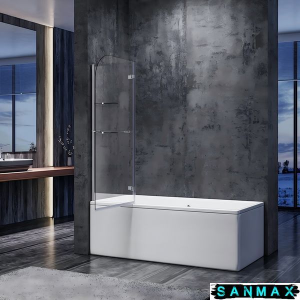 Шторки скляні на ванну Koer SR BS05-90x140-TR-01 прозоре скло Easy Clean 6мм, хром (KR5372) KR5372 фото