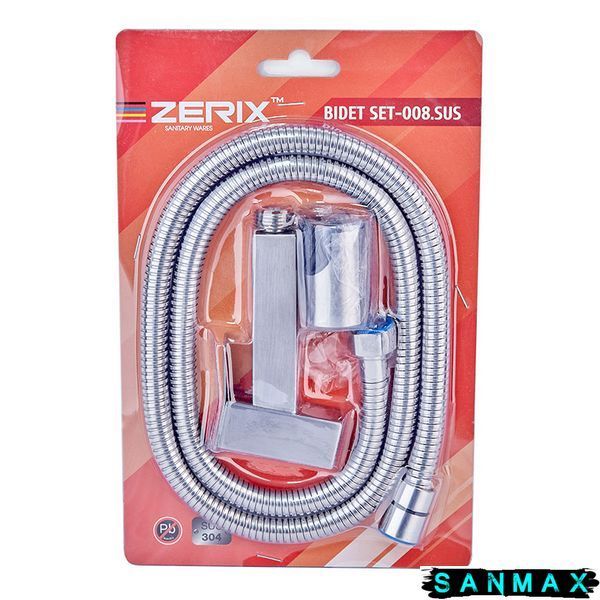 Гігієнічний набір (шланг+кронштейн+лійка) Zerix Bidet Set-008.Sus Нерж Блістер (ZX4975) ZX4975 фото