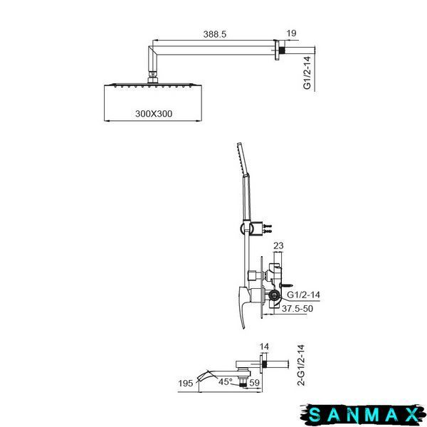 Вбудована душова система Koer KB-66007-01 Хром (KR3464) KR3464 фото