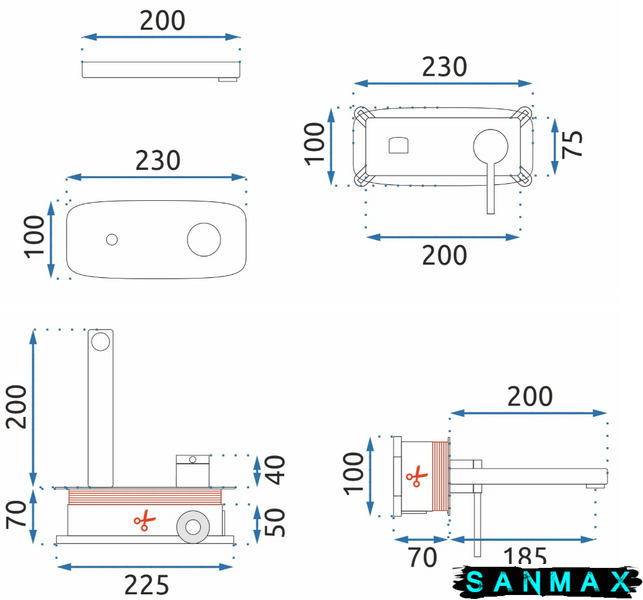 Змішувач для умивальника Rea Oval Чорний Мультибокс прихованого монтажу REA-B8860 фото