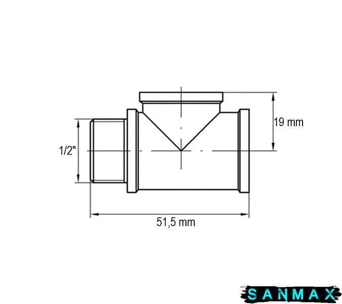 Трійник латунний 1/2 ВВЗ Koer KF.T06FFM.WN (KR3030) KR3030 фото