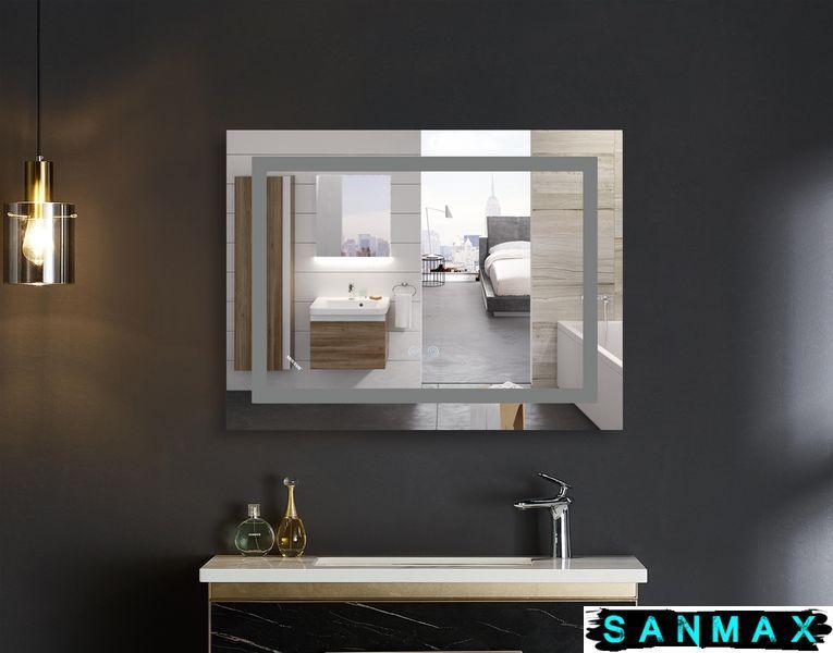 Дзеркало Mixxus Warm MR12-80x70-Reverse з Led Touch, Anti-fog, димером, регулюванням яскравості (MI6936) MI6936 фото