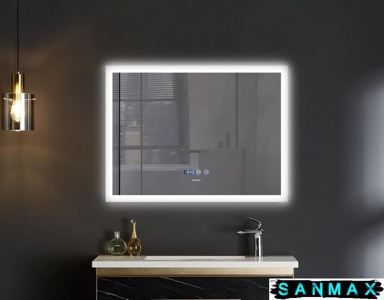 Дзеркало Mixxus Flat MR04-100x60 (часы, Led-подсветка, антизапотевание) (MI6008) MI6008 фото