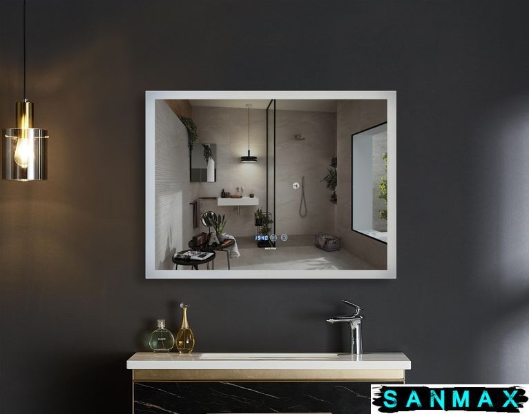 Дзеркало Mixxus Flat MR04-100x60 (часы, Led-подсветка, антизапотевание) (MI6008) MI6008 фото