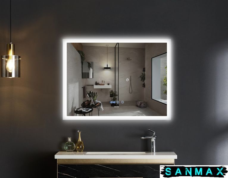 Дзеркало Mixxus Flat MR04-100x60 (часы, Led-подсветка, антизапотевание) (MI6008) MI6008 фото