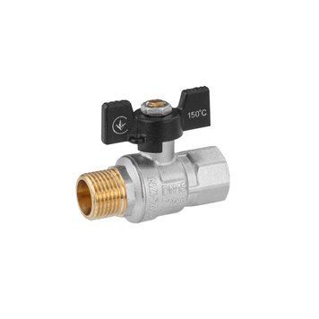 Кран кульовий Kroner 1/2" ВЗ PN40 метелик, нікельований CV033207 фото