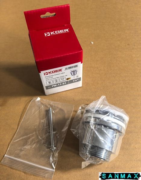 Донний клапан для умивальника універсальний Koer PW-11-01 Хром (KR5790) KR5790 фото