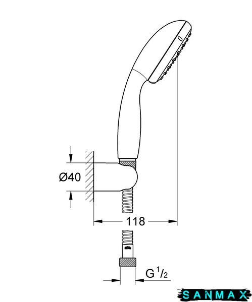 Душовий набір з тримачем, 2 режими струменю Grohe New Tempesta Classic (26164001) 26164001 фото