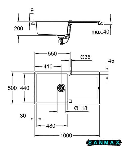 Композитна мийка для кухні Grohe K500 (31645AT0) 31645AT0 фото