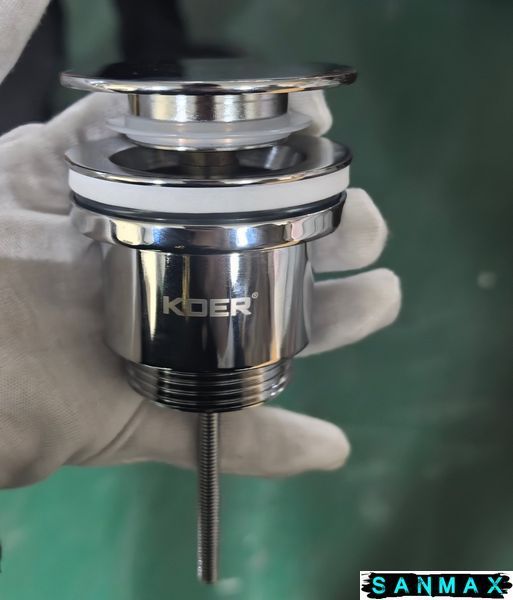 Донний клапан для умивальника універсальний Koer PW-11-01 Хром (KR5790) KR5790 фото