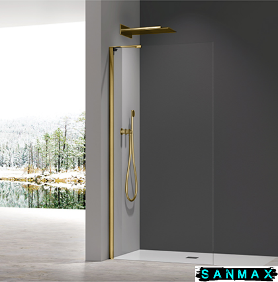 Душова перегородка Koer SR SP02-100x200-TR-12 Walk-In проз.скло Easy Clean 8мм, Матове Золото (KR5396) KR5396 фото