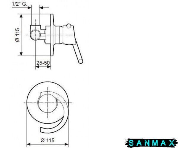 Змішувач Emmevi Twist для душу скритий синий CBL6609 CBL6609 фото