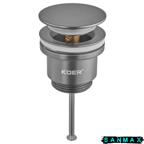 Донний клапан для умивальника універсальний Koer PW-11-07 Графіт (KR5793) KR5793 фото