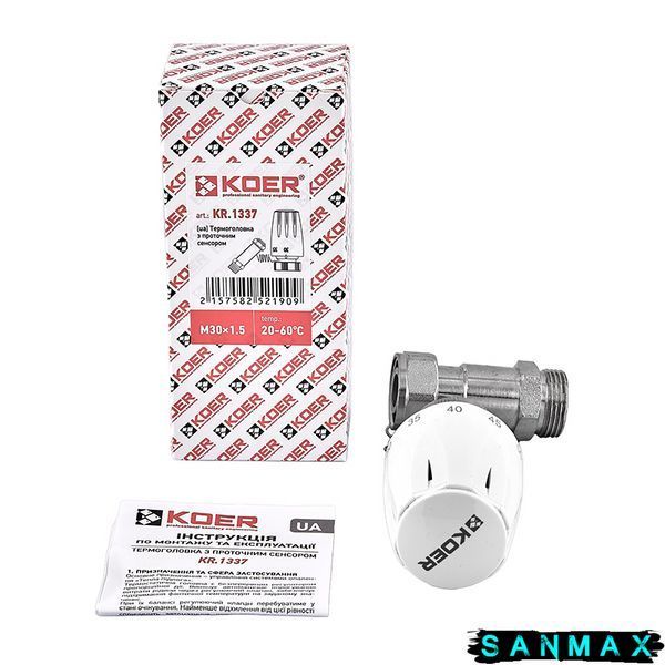 Термоголовка з проточним сенсором M30x1.5 Koer KR.1337 (KR5219) KR5219 фото